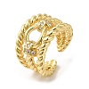 Rack Plating Real 18K Gold Plated Brass Hollow Open Cuff Rings RJEW-B048-07G-1