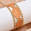 304 Stainless Steel Enamel Cuff Open Bangles for Women BJEW-F542-01G-02-3