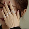 Rhodium Plated 925 Sterling Silver Initial Letter Open Cuff Ring JR852Q-7