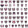 50Pcs Artistic Pink and Black Bow PVC Adhesive Waterproof Stickers Self-Adhesive Stickers PW-WG725A4-01-5