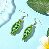 304 Stainless Steel Glass Seed Beads Pea Dangle Earrings EJEW-MZ00557-1