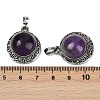Natural Amethyst Half Round Pendants PALLOY-R159-01AS-08-3