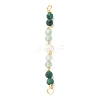 Faceted Round Natural Green Aventurinee & Malachite & Potato Natural Cultured Freshwater Pearl Beaded Connector Charms PALLOY-JF03531-03-1