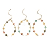Brass Enamel Daisy Flower Link Chain Bracelet Making AJEW-JB01438-02-1