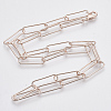 Brass Round Oval Paperclip Chain Necklace Making MAK-S072-06A-RG-2