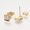 Brass Cubic Zirconia Stud Earrings EJEW-S201-170D-2