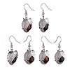 Natural Tiger Eye Elephant Head Dangle Earrings EJEW-A092-07P-04-3