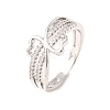 Brass Micro Pave Clear Cubic Zirconia Finger Rings for Women RJEW-C168-03P-4