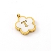 Golden Tone Stainless Steel Pave White Shell Letter Flower Charms PW-WGC5230-20-1