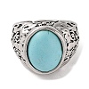Oval Synthetic Turquoise Cuff Rings RJEW-B107-12AS-01-2
