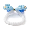 3Pcs 3 Colors Butterfly Glass Seed Beaded Stretch Finger Rings for Women RJEW-TA00150-5