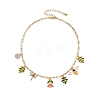 Spring Zinc Alloy Enamel Bees Flower Multi Pendant Necklaces for Women WG62852-01-3