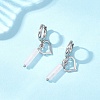 304 Stainless Steel Rose Quartz Column Hoop Earrings EJEW-JE06791-02-2