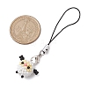 Sheep Glass Seed Beads Charms Mobile Straps HJEW-MZ00117-3