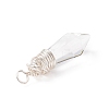 Wire Wrapped Transparent Glass Pendants PALLOY-JF01830-4