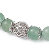 Natural Green Aventurine & Brass Round Beaded Stretch Bracelets for Women BJEW-JB12266-01-3