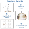 FIBLOOM 6 Pairs 6 Style Natural Shell Geometry Dangle Earrings EJEW-FI0001-79-4