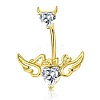 304 Stainless Steel Pave Cubic Zirconia Curved Barbell Belly Rings FS-WG6D7D2-08-1