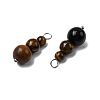 Natural Tiger Eye Round Beaded Pendants PALLOY-JF02867-01-2