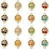 40Pcs 8 Colors Glass Flat Round with Tree of Life Links Connector Charms GLAA-YW0005-51-1