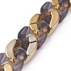 Handmade Golden Plated CCB Plastic & Transparent Acrylic Cuban Link Chains AJEW-JB00681-02-3