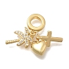 Brass Micro Pave Clear Cubic Zirconia European Dangle Charms KK-D431-033F-G-1