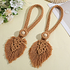 2Pcs Handmade Macrame Leaf Curtain Tiebacks AJEW-CN0003-65B-3