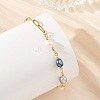 Natural Pearl Two Sides Polished Beaded Chain Bracelets with 304 Stainless Steel Paperclip Chains BJEW-JB14234-03-2