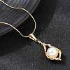 304 Stainless Steel with Acrylic Pearl Shell Shape Pendant Necklaces NJEW-G184-01G-2