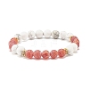 Natural Weathered Agate(Dyed) & Howlite Round Beaded Stretch Bracelet BJEW-JB08087-01-1