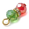Brass Rhinestone & Glass Pendants PALLOY-JF03001-4