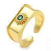 Rack Plating Brass Micro Pave Glass Open Cuff Rings RJEW-K266-12G-1