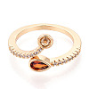 Teardrop Brass Micro Pave Cubic Zirconia Cup Peg Ring Settings KK-T076-08G-2