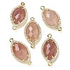 Natural Strawberry Quartz Faceted Horse Eye Connector Charms G-G181-07G-03-1