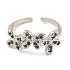 Flower Rack Plating Brass Micro Pave Cubic Zirconia Open Cuff Rings for Women RJEW-N047-01P-02-RS-2