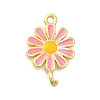 Brass Enamel Flower Links Connector Charms KK-C121-04G-02-1