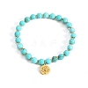 6.2MM Faceted Round Synthetic Turquoise Beaded Stretch Bracelets WG42E8E-03-2