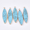 Electroplate Synthetic Turquoise Big Pendants G-S344-86G-1