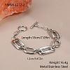 304 Stainless Steel Rectangle Link Chain Bracelets with OT Clasps for Women WG05454-02-1