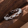 Hollow Heart S925 Sterling Silver Micro Pave Cubic Zirconia Open Cuff Rings for Women RJEW-R013-01S-2