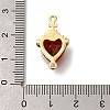 Brass FireBrick Cubic Zirconia Sacred Heart of Jesus Connector Charms LS-KK-R002-27G-02-3