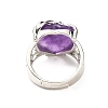 Natural Amethyst Adjustable Rings RJEW-P043-03P-17-3