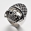 Halloween Skull Personalized Retro Men's 316 Stainless Steel Wide Band Finger Rings RJEW-J066-52-21mm-2