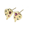 Brass Micro Pave Cubic Zirconia Stud Earring Findings KK-U075-01B-03G-1