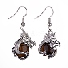 Natural Tiger Eye Dragon Dangle Earrings EJEW-A092-06P-02-1