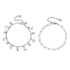 304 Stainless Steel Paperclip & Figaro Chain Bracelets for Women BJEW-JB12445-04-4