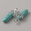 Synthetic Turquoise Dyed Double Terminal Pointed Pendants G-WH0016-37F-2
