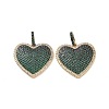 Heart Brass Micro Pave Cubic Zirconia Pendants KK-G435-04G-3