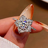 Brass Micro Pave Clear Cubic Zirconia Finger Rings WGB381F-01-2