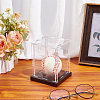 Rectangle Transparent Acrylic Baseball Display Cases with Pine Wood Base ODIS-WH0038-211-2